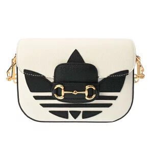 Gucci Horsebit Shoulder White Black Leather Bag